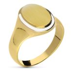 18K SELLO ORO BICOLOR CABALLERO MACIZO OVAL, ZONA GRABADO: 15,5 X 12MM