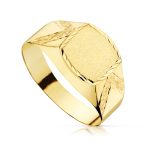 18K SELLO ORO AMARILLO HUECO CADETE TALLADO, ANCHO GRABADO: 7,5 X 7,5MM
