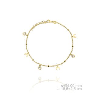 Pulsera mini charms plata de ley chapada oro