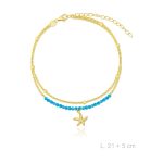 Tobillera de plata de ley chapada en oro