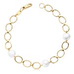 18K PULSERA ORO COMUNION PERLA CULTIVADA OVAL 18CM