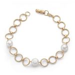 18K PULSERA ORO AMARILLO COMUNION PERLA CULTIVADA REDONDA 18CM