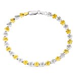 18K PULSERA BICOLOR FLORES ANCHO 6 MM LARGO 19CM
