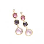 Pendientes de blana bañada en oro con piedras naturales