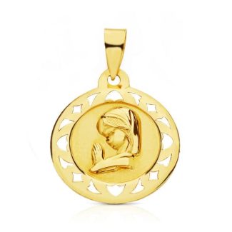 9K MEDALLA ORO AMARILLO VIRGEN NIÑA 18 MM