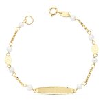 18K PULSERA ESCLAVA COMUNION ORO AMARILLO PERLAS 3,5MM 15CM