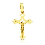 18K CRUZ ORO AMARILLO CON CRISTO GRANDE CALADA LASER