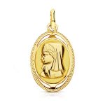18K MEDALLA ORO AMARILLO VIRGEN NIÑA OVAL, 20X12 MM