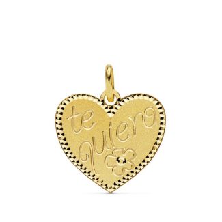 18K COLGANTE ORO AMARILLO CORAZON " TE QUIERO " 16X15 MM