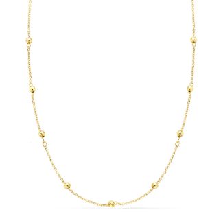 18K CADENA ORO AMARILLO MACIZA FORZADA CON BOLAS LISAS 3 MM LARGO 45CM