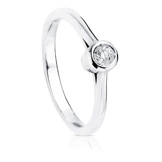 18K SOLITARIO DIAMANTE TALLA BRILLANTE ORO BLANCO 0,100 QTS, SI-H