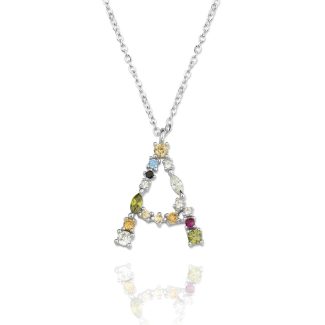 Gargantilla Inicial "A" con circonitas plata de ley