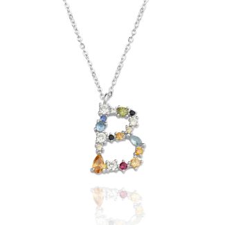 Gargantilla Inicial "B" con circonitas plata de ley