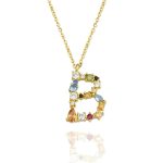 Gargantilla Inicial "B" con circonitas plata de ley