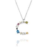 Gargantilla Inicial "C" con circonitas plata de ley