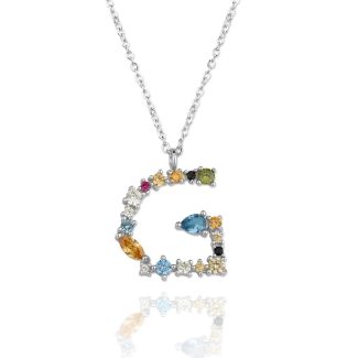 Gargantilla Inicial "G" con circonitas plata de ley