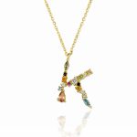 Gargantilla Inicial "K" con circonitas plata de ley