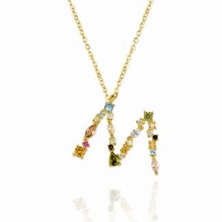 Gargantilla Inicial "M" con circonitas plata de ley