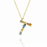 Gargantilla Inicial "T" con circonitas plata de ley