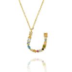 Gargantilla Inicial "U" con circonitas plata de ley