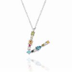 Gargantilla Inicial "V" con circonitas plata de ley