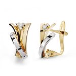 18K PENDIENTES BANDAS BICOLOR 12X7 MM CIERRE CATALAN