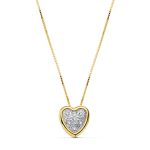 18K COLGANTE CORAZON CADENA ORO BICOLOR 42CM