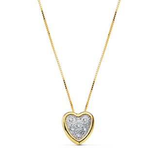 18K COLGANTE CORAZON CADENA ORO BICOLOR 42CM