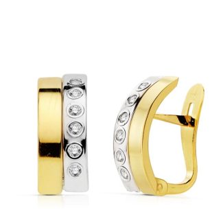 18K PENDIENTES BANDAS BICOLOR 14X5,5 MM CIERRE CATALAN