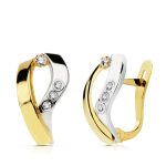 9K PENDIENTES BANDAS BICOLOR 15 X 8 MM