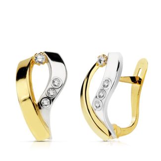 18K PENDIENTES BANDAS ORO BICOLOR 15X8 MM CIERRE CATALAN