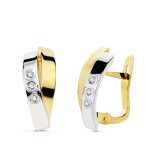 18K PENDIENTES BANDAS BICOLOR 15X6 MM CIERRE CATALAN