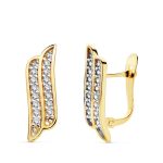 18K PENDIENTES ORO AMARILLO BANDAS CIRCONITA 16X5 MM CIERRE CATALAN