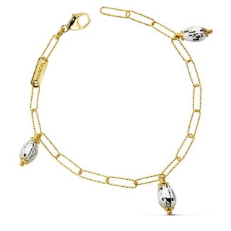 18K PULSERA BICOLOR ESLABONES 19CM