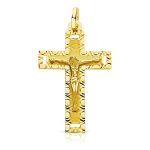 18K CRUZ ORO AMARILLO CON CRISTO TALLADA 35X22 MM