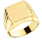 9K SELLO ORO AMARILLO CABALLERO HUECO TALLADO ZONA GRABADO 12X10MM