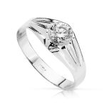 9K SOLITARIO ORO BLANCO HUECO EN BRILLO CON CIRCONITA DE 5 MM, ANCHO: 8 MM