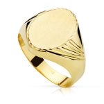 18K SELLO ORO AMARILLO HUECO CABALLERO OVAL, ZONA GRABADO: 15X11 MM