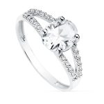 18K SOLITARIO ORO BLANCO CIRCONITA PIEDRA OVAL 8X6 MM