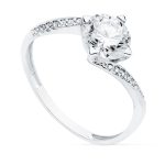 18K SOLITARIO ORO BLANCO CON CIRCONITA Y 4 GARRAS CON CIRCONITA DE 7 MM