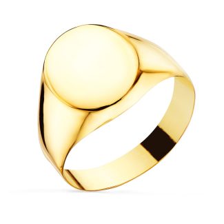 18K SELLO ORO AMARILLO HUECO LISO EN BRILLO, ZONA GRABADO: 13X10 MM