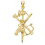 18K COLGANTE CRUZ CRISTO LEGION GRANDE CON CORONA ORO AMARILLO 45X30 MM