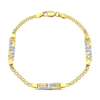 18K PULSERA ORO BICOLOR JUEGO DE COMUNION ESTERILLA Y CIRCONITAS