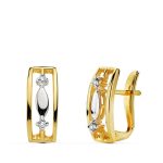 18K PENDIENTES BICOLOR CIRCONITA 13X5 MM CIERRE CATALAN