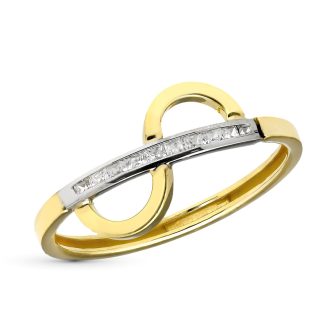 18K SORTIJA ORO BICOLOR CON CIRCONITAS CARRIL, ANCHO 10 MM