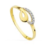 18K SORTIJA ORO BICOLOR MOTIVO CALADO CON CIRCONITAS, ANCHO: 6,5 MM