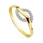 18K SORTIJA ORO BICOLOR CON CIRCONITAS, ANCHO: 7 MM