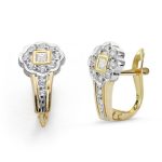 18K PENDIENTES COMUNION BICOLOR CIRCONITA 14X8 MM CIERRE CATALAN