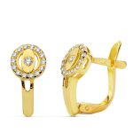 18K PENDIENTES ORO AMARILLO CIRCONITA 12X6 MM CIERRE CATALAN