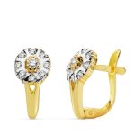 18K PENDIENTES BICOLOR CIRCONITA 12X6 MM CIERRE CATALAN